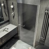 Душевая дверь Maybah Glass MGD-457-5 800x1980 на монопетле Хром матовый стекло графитовое матовое — фото 3, Душевые двери в нишу