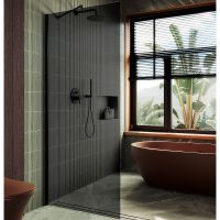 Душевая перегородка Maybah Glass MGD-681-6ш 1090x1950 в широком профиле Черный стекло графитовое — фото 1, Душевые перегородки