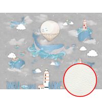 Фреска детская Ortograf Little Friends 34401 Фактура флок FLK Флизелин (4*3) Серый/Разноцветный, Рыбы — фото 1, Фрески