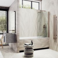 Товар: Шторка на ванну Maybah Glass MGV-597-2 500x1400 поворотная на монопетле Бронза стекло прозрачное - фото 3 Шторка на ванну Maybah Glass MGV-597-2 500x1400 поворотная на монопетле Бронза стекло прозрачное — фото 3, Неподвижные шторки для ванной