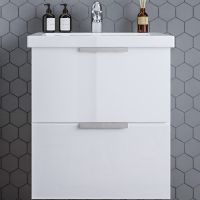 Тумба под раковину Бриклаер Хелена 60 4627125416354 подвесная Высокий белый глянец — фото 1, Тумбы под раковину