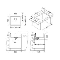 Кухонная мойка Alveus Quadrix 50 BRS-90 550x450x200 1102606 Брашированная сталь — фото 4, Кухонные мойки