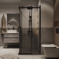 Душевой уголок Grossman Classic 90х90 300.K33.04.9090.21.00 профиль Черный матовый стекло прозрачное — фото 3, Квадратные душевые уголки