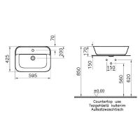 Раковина Vitra Geo 60 7426B003-0001 Белая — фото 5, Раковины накладные