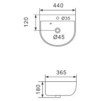 Раковина Gappo 44 GT708 Белая — фото 2, Раковины подвесные