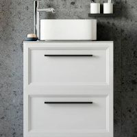 Тумба с раковиной STWORKI Эстерсунд 60 459718 подвесная Белая матовая Простоун беж — фото 1, Тумбы с раковиной