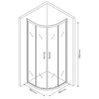 Душевой уголок Berges Solo R 80х80 061101 профиль Хром сильвер стекло прозрачное — фото 3, Душевые уголки четверть круга