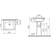 Раковина Vitra Form 300 55 9602B003-7650 Белая — фото 5, Раковины подвесные