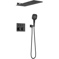 Душевая система Vincea VSFW-401TMB с термостатом Черная матовая — фото 1, Встраиваемые душевые комплекты