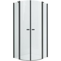 Душевой уголок New Trendy New Soleo Black 90х90 K-0539 профиль Черный стекло прозрачное — фото 1, Душевые уголки четверть круга