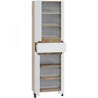 Шкаф пенал СанТа Сатурн 60 700375 Белый Дуб австрийский — фото 2, Мебель для ванной