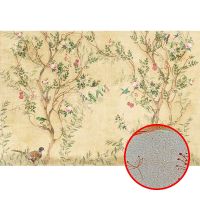 Фреска Ortograf 3D 6676 Фактура бархат золото FX-G Флизелин (4*2,7) Бежевый/Разноцветный, Деревья/Цветы/Птицы арт-6676 (бархат золото FX-G) — фото 1, Фрески