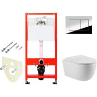 Комплект унитаза Vincea Evo Rimless VT1-34S с инсталляцией Tece Profil 9400412 с сиденьем Микролифт и клавишей смыва Хром глянцевый — фото 1, Комплекты унитаз + инсталляция