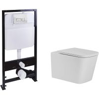 Комплект унитаза с инсталляцией SantiLine SL-5027+SL-01 с сиденьем Микролифт и клавишей смыва Хром — фото 1, Комплекты унитаз + инсталляция