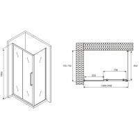 Душевой уголок Abber Schwarzer Diamant 140x75 профиль Хром стекло прозрачное арт-AG30140H-S75 — фото 5, Прямоугольные душевые уголки