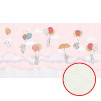 Фреска детская Ortograf Для самых маленьких 33710 Фактура флок FLK Флизелин (5*2,7) Розовый/Разноцветный, Животные/Воздушные шары/Облака — фото 1, Фрески