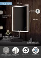 Зеркало Континент Solid 600х800 ЗЛП620 с подсветкой Серебро с сенсорным выключателем — фото 10, Зеркала в ванную комнату