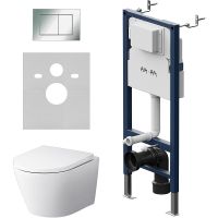 Комплект унитаза с инсталляцией AM.PM Sense FlashClean IS90251.741701 с сиденьем Микролифт и клавишей смыва Хром глянцевый — фото 1, Комплекты унитаз + инсталляция