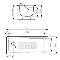 Товар: Чугунная ванна Kaiser 180х80 КВ-1501 с антискользящим покрытием - фото 2 Чугунная ванна Kaiser 180х80 КВ-1501 с антискользящим покрытием — фото 2, Ванны