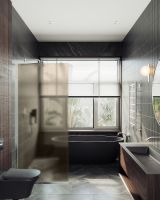 Душевая перегородка Maybah Glass MGD-697-5у 790x1950 в узком профиле Хром матовый стекло бронзовое матовое — фото 3, Душевые перегородки