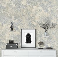 Обои Wiganford by Solo Crystal stone AK20627 Винил на флизелине (1,06*10,05) Бежевый/Серебряный, Под камень/Штукатурка — фото 3, Обои для стен