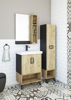 Шкаф пенал Sanflor Выборг 32 С16296 Дуб крафт золотой — фото 3, Пеналы для ванной комнаты