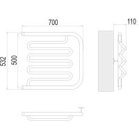 Водяной полотенцесушитель Terminus Фокстрот-Лиана (1) 500x700 4620768880995 Хром, боковое подключение, G 1" НР — фото 3, Водяные полотенцесушители