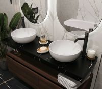 Товар: Столешница под раковину Boheme Armadi Art Flat 140 869-140-NM Черный мрамор - фото 2 Столешница под раковину Boheme Armadi Art Flat 140 869-140-NM Черный мрамор — фото 2, Раковины