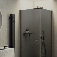 Душевой уголок Maybah Glass MGY-1296-2 800x800x1980 на монопетлях Бронза стекло графитовое — фото 2, Душевые уголки