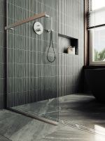 Душевая перегородка Maybah Glass MGD-726-5у 790x1950 в узком профиле Хром матовый стекло прозрачное — фото 6, Душевые перегородки