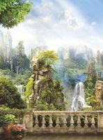 Фреска Ortograf Горы 30465 Фактура флок FLK Флизелин (2*2,7) Голубой/Зеленый, Горы/Пейзаж/Природа — фото 2, Фрески