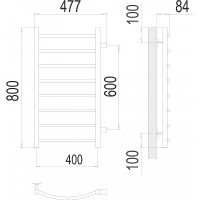 Водяной полотенцесушитель Terminus Классик П8 400х800 бп600 4670078530240 Хром, боковое подключение, G 1" НР — фото 4, Водяные полотенцесушители