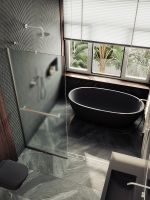 Душевая перегородка Maybah Glass MGD-737-5у 890x1950 в узком профиле Хром матовый стекло сатиновое — фото 5, Душевые перегородки