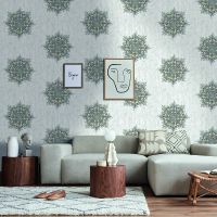 Обои Yasham Echo S-21557-5 Винил на флизелине (1,06*10,05) Серый/Белый/Зеленый, Дамаск/Штукатурка — фото 3, Обои для стен