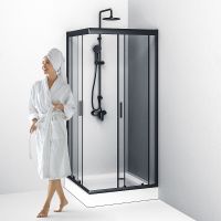 Душевой уголок AM.PM Gem 90х90 W90G-403-090BT профиль Черный матовый стекло прозрачное — фото 8, Квадратные душевые уголки