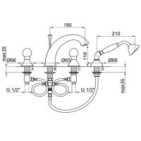 Товар: Смеситель на борт ванны Webert Karenina KA730101010 Золото - фото 3 Смеситель на борт ванны Webert Karenina KA730101010 Золото — фото 3, Смесители