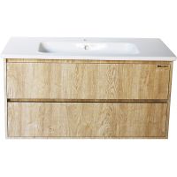 Тумба под раковину Bellezza Лоренцо 100 4639117270479 подвесная Дуб светлый — фото 1, Мебель для ванной