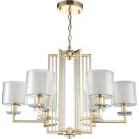 Люстра Crystal Lux Nicolas SP-PL6 Gold White Белая Прозрачная Золото — фото 1, Люстры