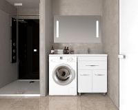 Тумба под раковину Style Line ВаЛеРо 120 Люкс Plus Белая — фото 2, Мебель для ванной