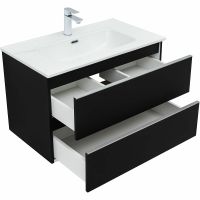 Тумба под раковину Aquanet Вега 80 329597 подвесная Черная матовая — фото 3, Мебель для ванной