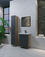 Товар: Шкаф пенал Bellezza Слим 30 L 4626502092426 Серый Натуральный дуб - фото 3 Шкаф пенал Bellezza Слим 30 L 4626502092426 Серый Натуральный дуб — фото 3, Мебель для ванной