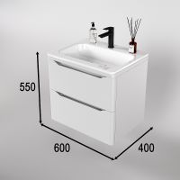 Тумба под раковину Style Line Марелла 60 Люкс Plus подвесная Белый матовый антискрейтч арт-СС-00002404 — фото 3, Тумбы под раковину