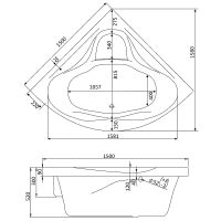 Акриловая ванна Santek Сан-Паулу 150x150 1WH302399 без гидромассажа — фото 5, Акриловые ванны