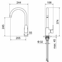 Смеситель для кухни Aquatek Оберон AQ1282MB Черный матовый — фото 6, Смесители для кухни