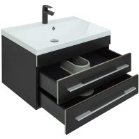 Тумба с раковиной Aquanet Верона 75 287646 подвесная Черная матовая — фото 2, Тумбы с раковиной