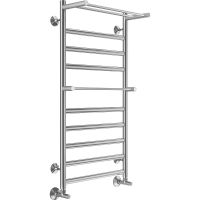 Водяной полотенцесушитель Terminus Хендрикс П10 500х1000 4670078529824 с полкой Хром, нижнее подключение, G 1/2" ВР, с угловым соединением — фото 1, Водяные полотенцесушители