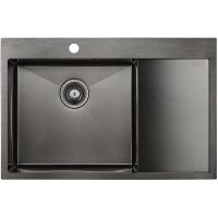 Кухонная мойка Paulmark Kroner 78F L PM217851-GML Вороненая сталь — фото 1, Кухонные мойки