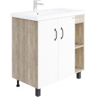 Тумба под раковину Onika Тимбер 80.10 108045 Белый матовый Дуб сонома — фото 1, Мебель для ванной