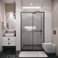 Душевая дверь Grossman Style 110 100.K33.05.110.21.02 профиль Черный матовый стекло шиншилла — фото 1, Раздвижные душевые двери