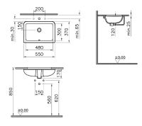 Раковина Vitra S20 55 7475B003-0618 Белая — фото 9, Раковины встраиваемые снизу